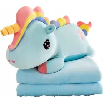 plyšák Plyšová Hračka VELKÁ 3V1 POLŠTÁŘ S DEKOU JEDNOROŽECPŘÍTULKA UNICORN JEDNOROŽEC