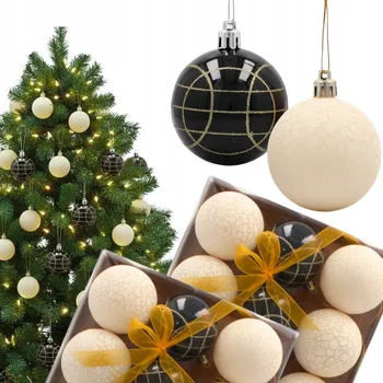 Vánoční dekorace Vánoční Baňky Bílé Vánoční Černé Vánoční Koule Prl Zdobené Vánoční 6cm 36 Ks