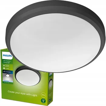 Stropní svítidlo přisazené Philips 6 W s vyměnitelným LED modulem, 22 cm, černé