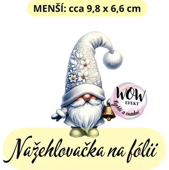 Nažehlovačky na fólii Nažehlovačka na fólii, SKŘÍTEK VÁNOČNÍ se zvonečkem, 1 kus Zvolte VELIKOST motivu ZDE:: Menší