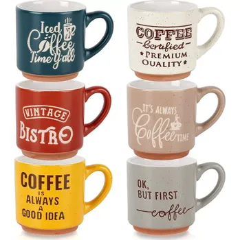 Keramické šálky na espresso 110 ml, sada 6 ks