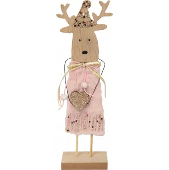 Obraz Dřevěný Sob s kožešinou, dřevěná figurka