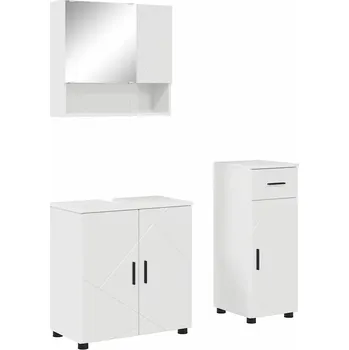 Koupelnový nábytek Sada koupelnového nábytku se zásuvkou 3 pcs Vysoce lesklá bílá