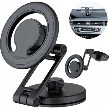 QUALO magnetický držák do auta na sklo round černý QUS-S-R-01
