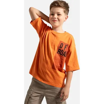Bavlněné tričko Coccodrillo oranžová barva, s potiskem, WILD SAFARI BOY JUNIOR WC5143204WBJ 22X, vel. 152