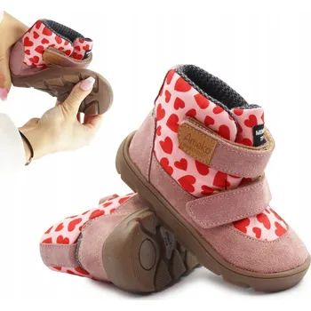 Dívčí obuv AMEKO ELON HEARTS BAREFOOT BOTY KOŽENÉ VODĚODOLNÉ PODZIMNÍ ZATEPLENÉ 28