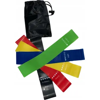 SADA 5 POSILOVACÍCH GUM, PÁSKŮ PRO CVIČENÍ, REHABILITACI A FITNESS FLAT BAND