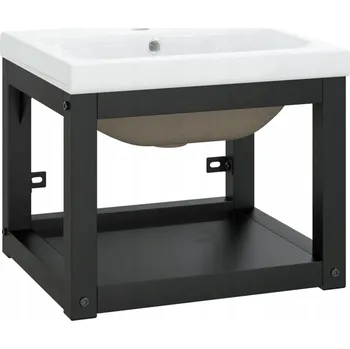 Koupelnový nábytek Koupelnový rám s umyvadlem 40 cm, černý, železný