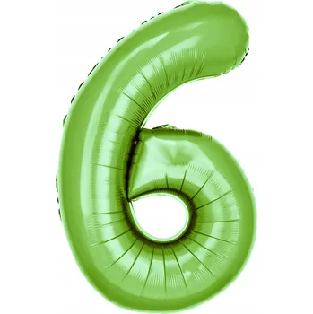 Balónek Fóliový balónek ve tvaru číslice 6, zelený, 100 cm