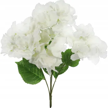 umělá květina Bílá Kytice Umělých Hortenzií 50 cm UMĚLÉ KVĚTY DO VÁZY NA ARANŽMÁ