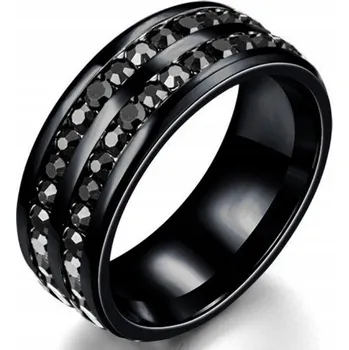 Prsten Černý Prstýnek Černé Zirkony Snubní prsten Kámen