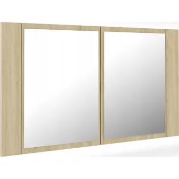 Zrcadlo Koupelnová skříňka se zrcadlem a LED osvětlením, dub sonoma, 80 cm