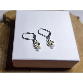 Náušnice Bellakvět Háčkové náušnice - Ledový květ - Miyuki & Ocel