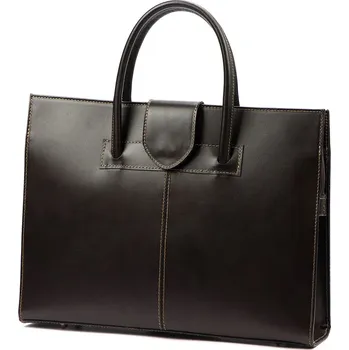 Elegantní tmavě hnědá dámská kožená aktovka A4