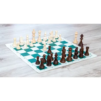 Šachy Dřevěné šachy Staunton komplet, zelené + doprava zdarma