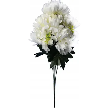 umělá květina Bílá Kytice Umělých Chryzantém s Gipsovkou - Dekorace na Dušičky