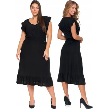 Dámské šaty Šaty Letní Dámské Ažurové Midi Rozšířené Vzdušné Černé MORAJ M
