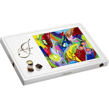Bonboniéra Luxusní umělecká bonboniéra JAKOBSEN 255g ART BOX (luxusní dánská bonboniéra / velká 39 cm x 26 cm)