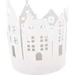 Kovový svícen domky bílý