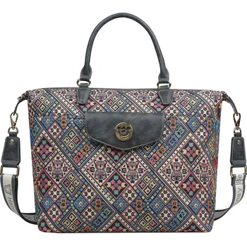 Kabelka Henney Bear Henney Bear Dámská kabelka shopper bag Vintage Check H-1220 hnědá