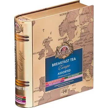 Čaj European Breakfast Tea Book - 32 Assorted-přebal (BASILUR - plech 32x2g)