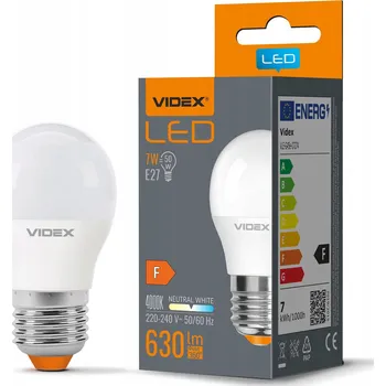 Žárovka LED žárovka 7W E27 G45 630lm kulatá neutrální bílá VIDEX