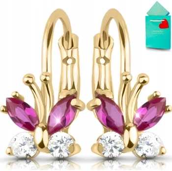 Náušnice Zlaté náušnice pro dívky visací dětské motýlci angl. zapínání 925