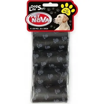 sáček na exkrement Pet Nova Sáčky na psí exkrementy 80 ks černé s tlapkami