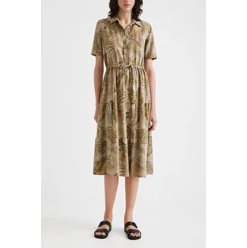 Dámské šaty DESIGUAL KOŠILOVÉ ŠATY MIDI S KRÁTKÝM RUKÁVEM (XS)