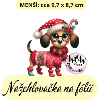 Nažehlovačky na fólii Nažehlovačka na fólii, PES VÁNOČNÍ 3, 1 kus Zvolte VELIKOST motivu ZDE:: Menší