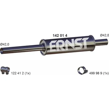 Výfukový systém Přední tlumič výfuku ERNST 142014