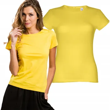 Dámské tričko Klasické dámské bavlněné tričko žluté s krátkým rukávem k džínám XL