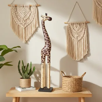 Žirafa socha 2 Dřevo 62 cm