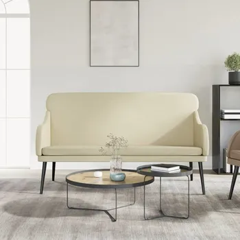 Otoman vidaXL Lavice 110 x 76 x 80 cm umělá kůže [351434] Barva: krémová