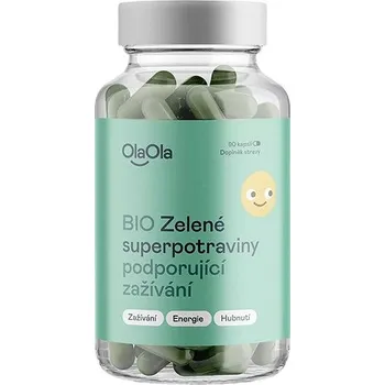 Přírodní produkt OlaOla BIO Zelené superpotraviny podporující zažívání, 90 kapslí