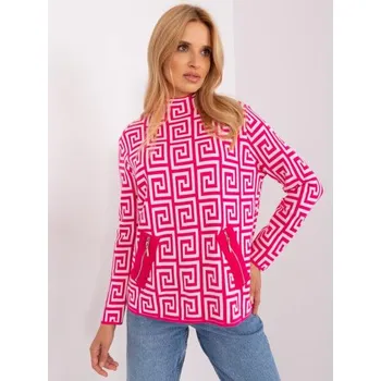 Dámský svetr online Pistáciový dámský svetr s rolákem se vzory