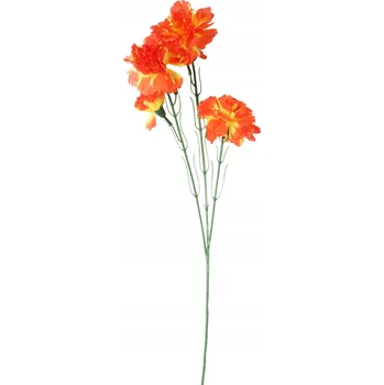 umělá květina Větvička s 5 květy karafiátů, oranžovo-žlutá dekorace jako živá