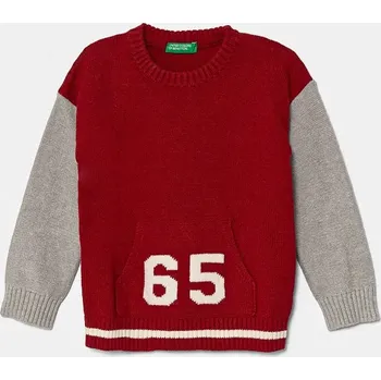 Dívčí svetr Dětský svetr s příměsí vlny United Colors of Benetton 1WUAH1027.P.Seasonal burgundské 83X, vel. 82