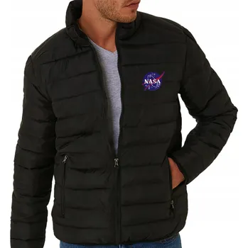 Moto bunda 8XL Pánská přechodová prošívaná bunda Nasa, velká velikost, černá, jarní