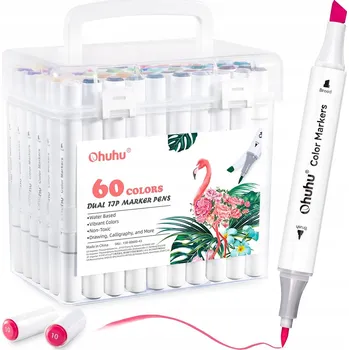 Ohuhu Fixy na vodní bázi s dvojitým Fixy 60 ks