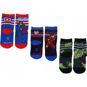 Pánské ponožky Ponožky ponožky dětské AVENGERS HULK IRON MAN bavlněné 3-balení velikost 23-26