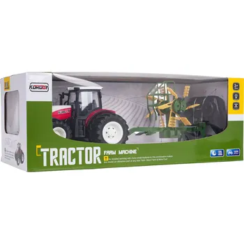 autíčko Dětský RC traktor se zhrabovačem sena 1:24 – červený