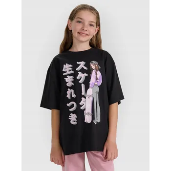 Dívčí tričko 4F dětské tričko černá bavlna velikost 164