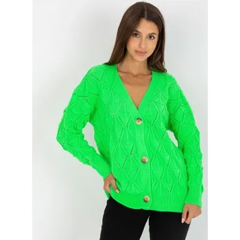 Dámský svetr Fluo zelený svetr s prolamovaným vzorem RUE PARIS