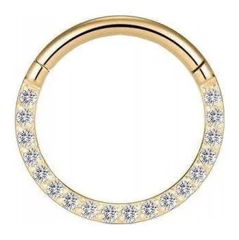 Náušnice Kroužek CLICKER zlatý s bílými zirkony - 1,2/6