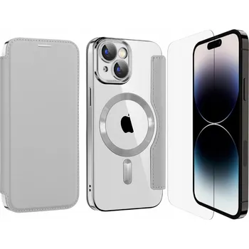 Pouzdro na mobilní telefon Flipové pouzdro Smart-Tel pro Apple iPhone 12, stříbrné