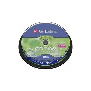 Optické médium CD-RW Verbatim 700MB 80min 8-12x 10 Ks (balení 10 kusů)