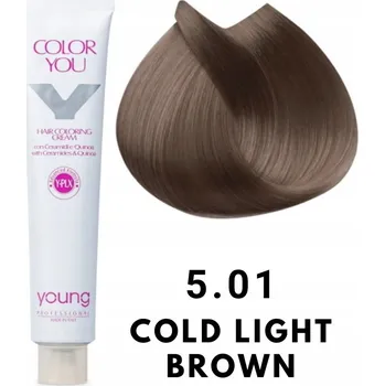 Barva na vlasy Young barva na vlasy 5.01 (STUDENÁ SVĚTLÁ KAŠTANOVÁ) 100 ml
