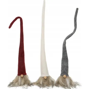 Vánoční dekorace VÁNOČNÍ SKŘÍTEK TRPASLÍK MALÝ 3 ks ČEPICE FIGURKA MIKULÁŠ ČERVENÁ 3 ks