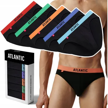 Slipy ATLANTIC 5SMP-004 pánské slipy BAVLNĚNÉ přiléhavé SPORT 5 párů - L